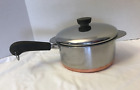 Vintage "1801" Revere Ware 2 Qt Copper Bottom Sauce Pan Pot &lid & Double Boiler