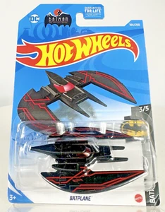2021 Hot Wheels #104 Batman Animated Series 3/5 BATPLANE Black/Red - Picture 1 of 5