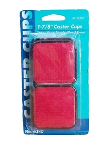 Waxman 1-7/8" Caster Cups Square Carpeted Bottom Furniture Protect Hardwood Red - Picture 1 of 2