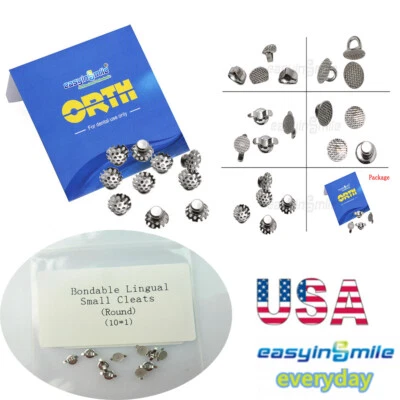 EASYINSMILE Dental Orthodontic Lingual Buttons Bondable Round Mesh Base For Ortho Brackets
