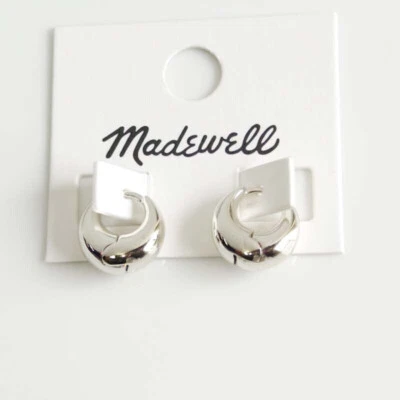 15mm MadeWell Minimalist Puffy Huggie Hoop Earrings Chic Women Everyday Jewelry - Image 1 of 4