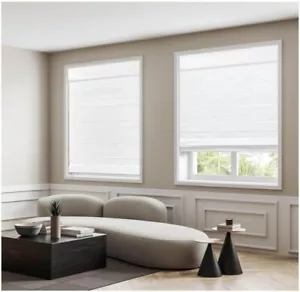 Sin cable oscurecimiento de habitación pantalla romana clásica, cortinas de ventana 35" de ancho x 64" de alto, blanco - Imagen 1 de 5
