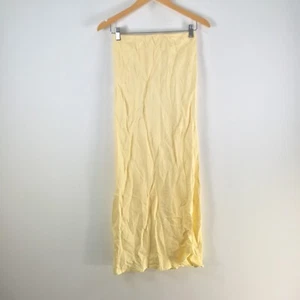Aere skirt womens size 8 linen yellow maxi straight stretch 109784 - Picture 1 of 9
