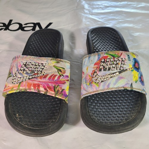 Nike Benassi donna taglia 6 stampa floreale accenti strass