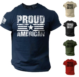 Proud American USA Flag Distressed Men T Shirt Patriotic Cotton Tee S - 2XL - Picture 1 of 9