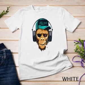 Fanático de la música hipster mono en auriculares chimpancé camiseta unisex - Imagen 1 de 15