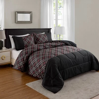 Home Decor Soft Bedding Printed 3 Piece Comforter Set, Geometric Plaid King Size - Image 1 of 4