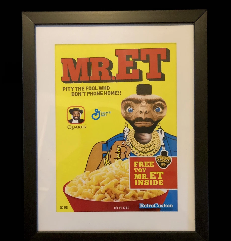 Mr.ET麦片印花手工制作5x7英寸 ET Parody玻璃艺术框架 — 第 1/1 张图片