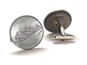 Herren Manschettenknöpfe New Jersey State Quarter Münze Manschettenknöpfe Stempelglanz QTR 1999 - Bild 1 von 6
