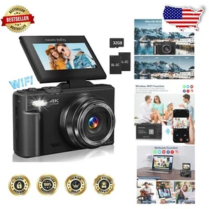 All-in-One 4K Vlogging Camera with 32GB Card, Wi-Fi, and 180° Fade-Free Screen - Picture 1 of 10