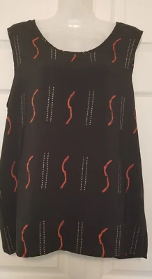 Camisa Top Mujer Milano Geométrica Sin Mangas Negra Cuello Redondo Talla 1X  Foto 1 de 3