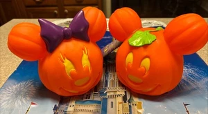 Disney Parks Halloween Mickey & Minnie Light Up Jack O’Lantern Pumpkin Set New - Picture 1 of 7