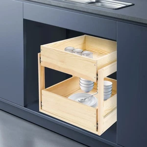 Kitchen Pull-out Cabinet Organizer, Modern Wooden Cabinet Organizer with Drawers - Picture 1 of 14