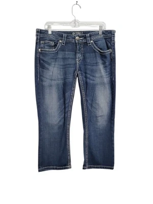 Silver Jeans Aiko Capri Womens Jeans Blue Mid-Rise Slim Boot Stretch Size 32 - Image 1 of 4