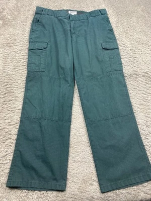 In Service Pants Women 20 Teal Green Ripstop Double Knee Utility Cargo Hiking - Image 1 of 4