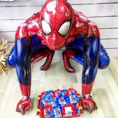 Globo de pie Big Superhero 3D Spiderman Iron Man 3D para niño niño niño pequeño feliz B Foto 1 de 4