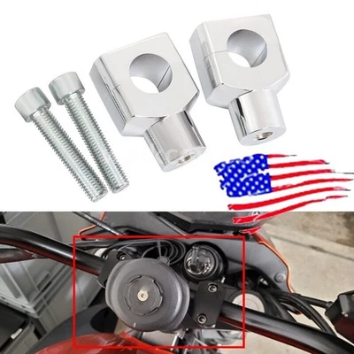 2x Chrome Handlebar Risers Mount Clamps For Honda Shadow VT 600 700 750 1100 - Image 1 of 4