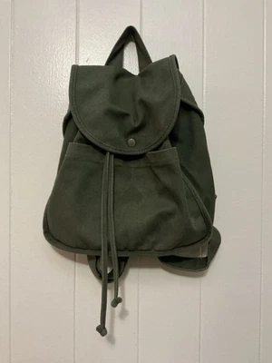 Bolso Mochila Ligero Baggu Algodón Verde Oliva De Colección Difícil de Encontrar Raro Foto 1 de 4