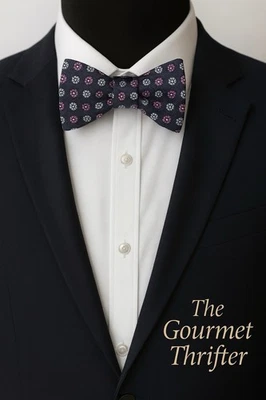 Pajarita Daniel Cremieux 100 % seda negra rosa floral ajustable nueva con etiquetas $39 Foto 1 de 4