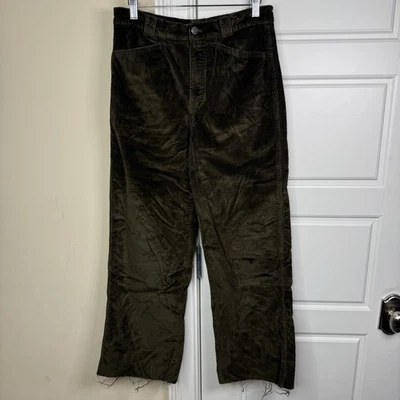 Pantalones de pana Madewell Emmett pierna ancha para mujer 29 (26/25) verde recortado dobladillo crudo Foto 1 de 4