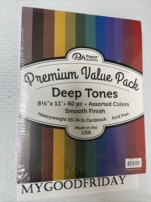 60pc Pastel Heavyweight Cardstock 8.5x11 Multiple Colors Papers Acid-Free USA - Image 1 of 4