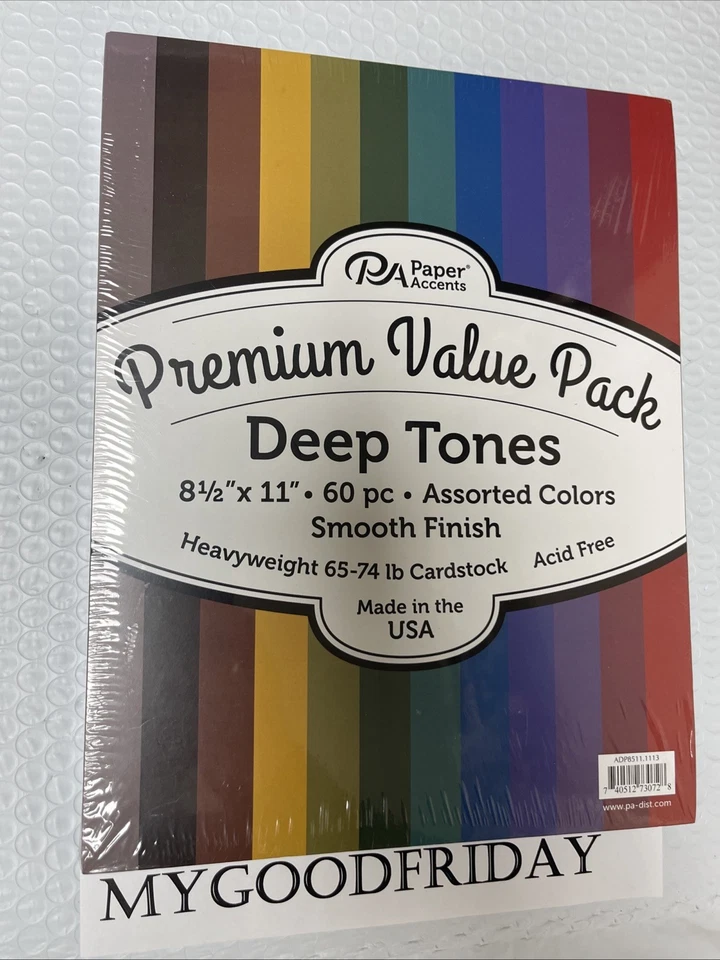 60pc Pastel Heavyweight Cardstock 8.5x11 Multiple Colors Papers Acid-Free USA - Image 1 of 4