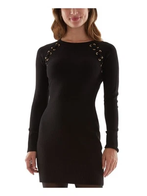 Vestido suéter manga raglán con ojales con cordones negros BCX para mujer S Foto 1 de 4