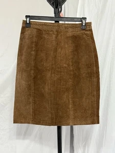 Vintage Gitano Brown 100% Leather Mini Skirt Size 9/10 - Picture 1 of 14