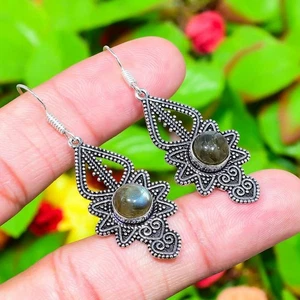 Labradorite Gemstone 925 Sterling Silver Gift Jewelry Earring 2.09" G565 - Picture 1 of 5
