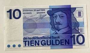 Netherlands 10 Tien Gulden Bank Note 25th April 1968 - Prefix 4127544900 (163) - Picture 1 of 2