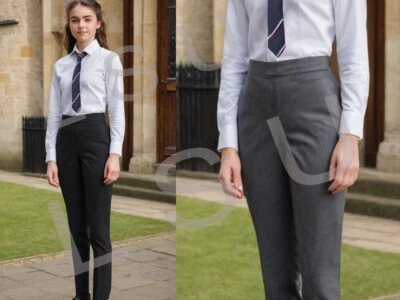 Girls Jersey Pull UP School Trousers Full Elasticated Waist Band Age 2 to 17 - Image 1 of 2