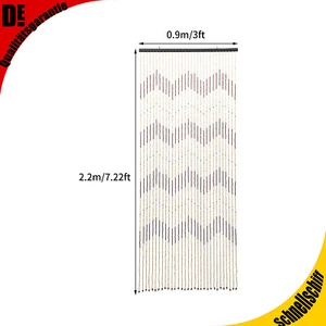 220x90cm Türvorhang Holzperlenvorhang Fliegenschutz Streifenvorhang Trennvorhang - Bild 1 von 19