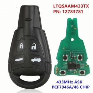 Replacement for 2003-2011 Saab 9-3  4-Button Smart Key PN: 12783781 LTQSAAM433T - Bild 1 von 5