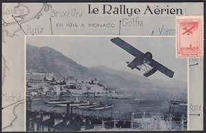 AVIATION VIGNETTE du RALLYE AERIEN de MONACO 1914 sur Carte MEETING Cinderella - Picture 1 of 3