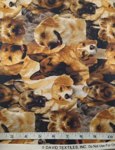 Packed Multi-Dogs BTY David Textiles Cotton Sew Quilt Craft Fabric - Picture 1 of 2