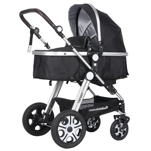Baby Pram Stroller Mamakiddies Trendy Silver Grey Light Weight Bassinet - Picture 1 of 15