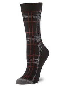 HUE Women's Plaid Crew Socks Black Two Pair - Picture 1 of 1