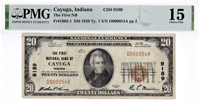 $20 1929 T1 National CAYUGA Indiana IN 🇺🇸 Mega Rare 🇺🇸 Only 6 on Census 🇺🇸 - Image 1 of 2