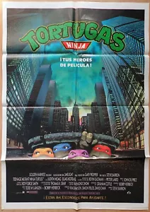 Teenage Mutant Ninja Turtles ORIGINAL Spanish 1990 POSTER NYC sewer art rare! - Foto 1 di 1