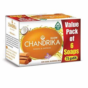 Chandrika Sandal & Saffron Glow Soap, 75g (Pack of 6)