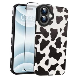 Case for Case Cow Print Pattern Black White Design Tire iPhone 16 Cow print - Picture 1 of 7