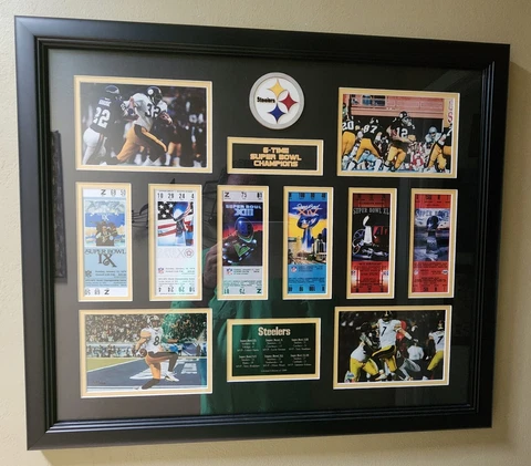Pittsburgh Steelers Ltd Edition 6x Super Bowl Champions Framed Tickets RARE Cover