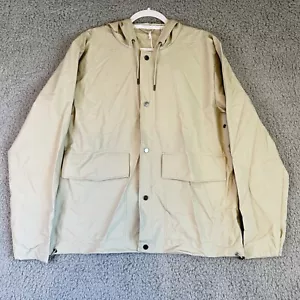 Rains Unisex Cement Beige Waterproof Jacket Coat Hooded Pockets Size Large NWT - Picture 1 of 11