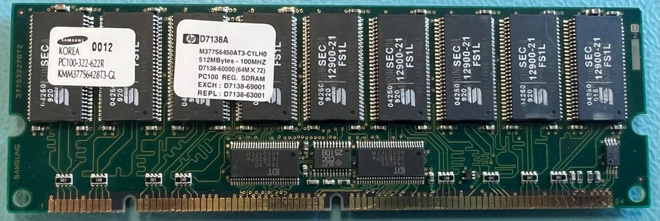 Módulo de memoria SDRAM HP D7138A D7138-60000 D7138-69001 D7138-63001 512 MB Foto 1 de 1