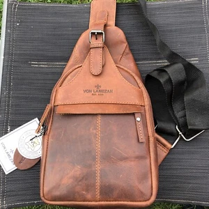 Herren Sling Bag Brusttasche Echtes Leder Brusttasche Schultertasche Rucksack @ - Bild 1 von 4