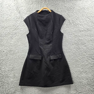 Cider Womens A-line Mini Dress Size L Black Short Sleeve High Neck - Picture 1 of 13