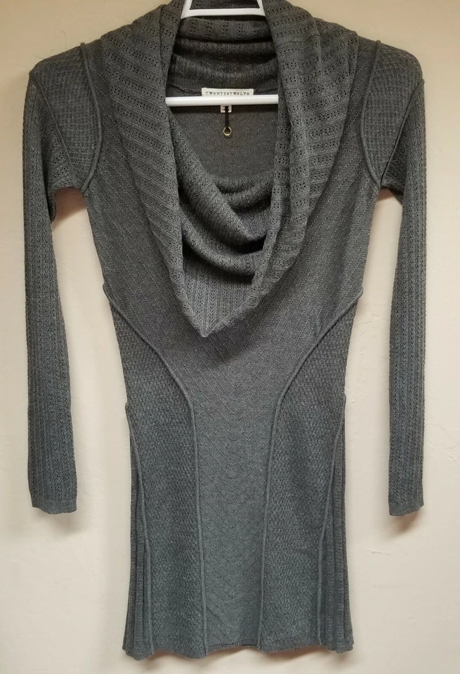 Twenty8Twelve S. Miller Mujer Pequeño Harley Capucha Cuello Túnica Suéter Tejido Gris Foto 1 de 4