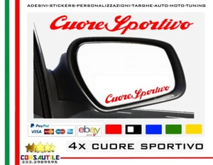 KIT 4 AUFKLEBER ALFA ROMEO CUORE SPORTIVO 2x13CM STICKERS SPIEGEL DECALS ALFA - Bild 1 von 3