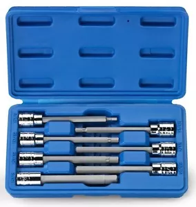 3/8 7pc SAE Extra Long Hex Allen Bit Socket Set with Case - Picture 1 of 3