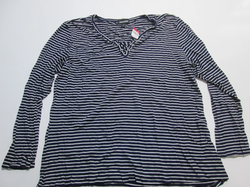 NUEVO CON ETIQUETAS Joe Boxer Mujer Talla 2X Camisa Cuello en V Azul Marino Manga Larga Rayas Informal Foto 1 de 4